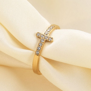 Anillo Cruzado de Acero Inoxidable y Titanio de 7mm con Incrustaciones de Diamantes, Forma Geométrica, Anillo Unisex para el Dedo Anímero, Uso Diario - Product Image 4
