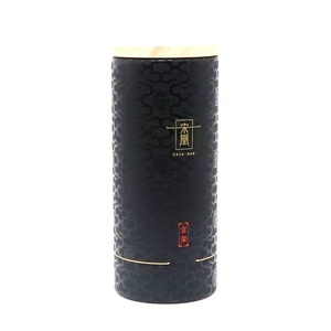 Factory Custom Round Black Kraft Paper Tube Packaging Food Grade Recycled Cardboard Cylinder Loose Leaf Tea Coffee Packaging Box