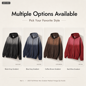 Heavyweight <b>Fleece</b> Zip Hoodie Men Vintage Washed Gradient Oversized Streetwear Plush <b>Lined</b> Hooded <b>Jacket</b> Custom OEM Supplier - Product Image 6