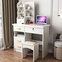 Coiffeuse en bois massif avec panneau MDF, miroir coulissant, tiroirs de rangement, table de toilette en pin pour chambre à coucher