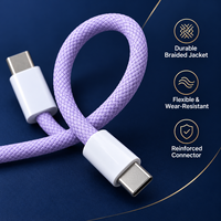 Câble USB C vers USB C 65W Max PD3.0 en nylon tressé, cordon de charge rapide avec protocole privé, logo personnalisé, vente en gros