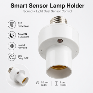 E27 Smart Sound and <b>Light</b> <b>Sensor</b> Lamp Holder Voice Activated Automatic Lamp Holder for Hallway Stairway Corridor - Product Image 2