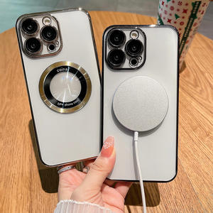 Nouveau <span class=keywords><strong>film</strong></span> d'appareil photo en verre trempé placage étui magnétique transparent étui de Charge sans fil pour Iphone 15 14 13 12 Pro 11 Xr Xs Max - Product Image 5