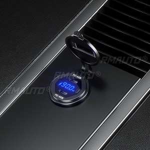 Nuevo Cargador Rápido para Auto de Metal con Doble Puerto USB C de 90W, Tipo C PD, 12V/24V con Pantalla de Voltaje/Potencia para SUV, Motocicleta, Camión, Barco, Autobús, RV, ATV - Product Image 3