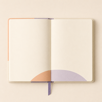 Carnet de planification de mariage personnalisé, couverture rigide, crème pêche lavande, motif abstrait, blocs de couleur, marque-page ruban doré, OEM en gros