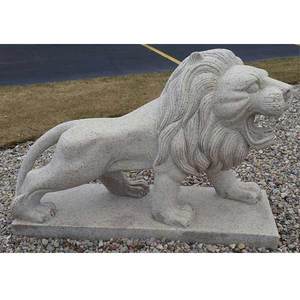 Par de estatuas de granito de león sentado hechas a mano, escultura de granito natural - Product Image 2