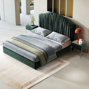 Luxury Custom Up-Holmastered Velvet <span class=keywords><strong>King</strong></span> Queen Kích Thước Khung Giường Với Hộp Lưu Trữ Và Side Table Bed Room Set Thiết Kế Nội Thất - Product Image 2