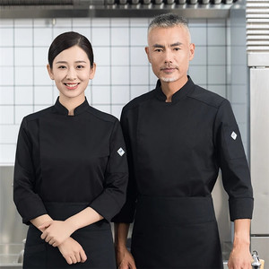 Logo personalizzato <span class=keywords><strong>da</strong></span> uomo ristorante <span class=keywords><strong>donna</strong></span> Hotel Cafe cooker cucina Unisex uniforme <span class=keywords><strong>da</strong></span> lavoro manica lunga cappotto <span class=keywords><strong>da</strong></span> Chef giacca <span class=keywords><strong>da</strong></span> Chef - Product Image 3