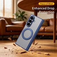 Casing Magnetik Matte Transparan dengan Engsel Pelindung 360 dan Penyangga untuk Samsung Galaxy Z Fold 8 Ultra / 8 7 6 5 4 Dilengkapi Kaca Film