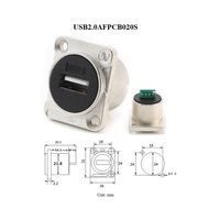 Adaptador Extensor de Aleación de Zinc sin Soldadura, Tipo D, para Montaje en Panel/Chasis/Pared, USB 2.0 Hembra a Conector PCB