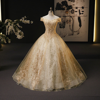 Robe de Bal Longue Élégante Classique Épaule Dénudée avec Dentelle Fleur et Perles, Robe de Quinceañera Gonflée Personnalisée