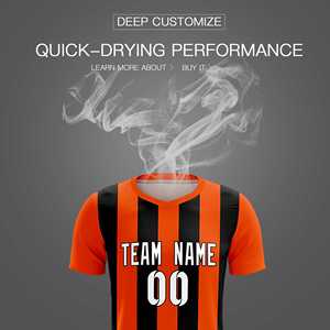 Ensemble de maillots de football décontractés à rayures verticales orange et noires personnalisés pour l'extérieur - Product Image 5