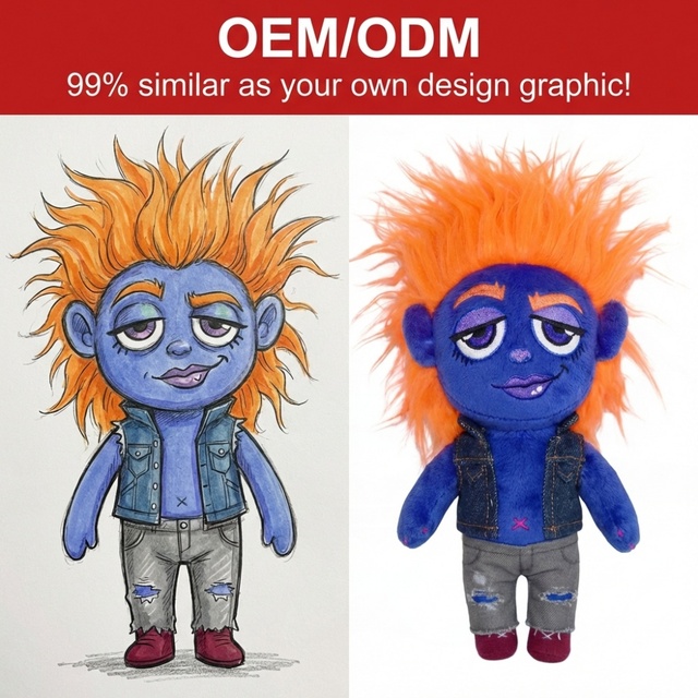 Custom Plush Toy Manufacturer Supplier Animal Spiky Hair Punk Gaming Merchandise Giant Plushie Dapprio Stuffed Animal Toys Bulk