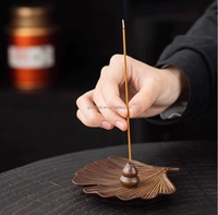 Porte-encens en feuille de ginkgo haut de gamme résistant à la poussière et brûleur d'encens d'intérieur & décoration de table à thé
