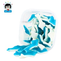 Fabriek Direct 5G Blauwe En Witte Haai Diervormige Gummy Snoepjes Fruitige Smaak Bulk Gummy