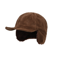 Casquette de baseball en velours côtelé avec cache-oreilles en peluche, 6 panneaux, unisexe, pour femmes et hommes, chapeau chaud à visière, automne-hiver, casquette de baseball réglable avec cache-oreilles