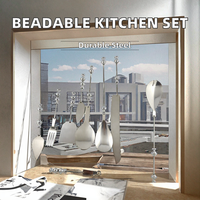 Ensemble d'ustensiles de cuisine en acier inoxydable personnalisable avec perles – Spatule à crème, fourchettes et gadgets DIY – Articles ménagers promotionnels et tendance