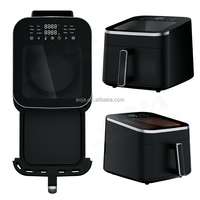 AOJA Nouveautés 2025 Friteuse à air carrée moderne 10L avec écran tactile et fenêtre de visualisation en verre pour cuisson rapide électrique