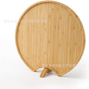 Planche à découper ronde en bambou 28x26.9x1.6cm avec support pour usage en cuisine - Product Image 1