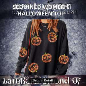 Sudadera de Invierno con Lentejuelas para Mujer, Diseño Gráfico de Halloween, Manga Larga, Brillante, con Estampado de Calabaza y Fantasma, Estilo Feo - Product Image 2