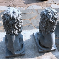 Statue de lion en pierre naturelle sculptée, marbre noir, pierre calcaire bleue, pour extérieur