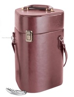 Sac de transport en cuir PU personnalisé avec logo, couleur marron, Rhapsody Deluxe, isotherme, pour 3 bouteilles de vin, sacs à vin