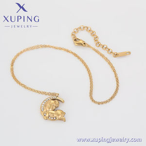 Muslimex xuping <span class=keywords><strong>gioielli</strong></span> moda regalo per <span class=keywords><strong>la</strong></span> festa della mamma ricordo baby the moon stone collana a catena color oro 14K in acciaio inossidabile - Product Image 3