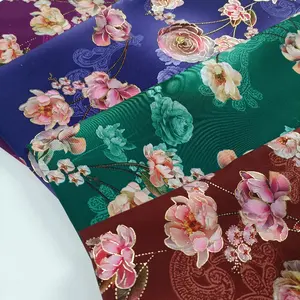 Elbise için yüksek kaliteli tekstil % baskılı saten kumaş Polyester kumaş baskı çiçek Charmeuse kumaş