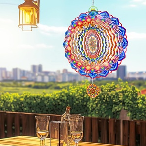 Molino de Viento 3D Mandala, Molino de Viento Colgante de Acero Inoxidable para Adornos de Jardín, Molinos de Viento Espirales de Plástico con Diseño de Pavo Real - Product Image 5