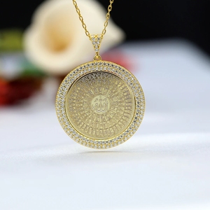 Collana Allan personalizzata da donna in acciaio inossidabile con Design a 99 nomi della collana Allah <span class=keywords><strong>pietra</strong></span> <span class=keywords><strong>bianca</strong></span> - Product Image 4