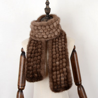 Herbst Winter Mode für Frauen Echte Nerz Pelz Schal lange verdickte Hals Schall dämpfer Pelz Ball gestrickt warme Wickel