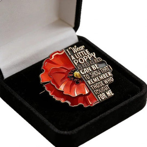 Broche de Amapola Rojo Brillante para el Día de los Caídos, Pin de Metal Esmaltado, Conmemorando a los Héroes, Homenajeando al Valor, Accesorio de Moda Unisex - Product Image 5