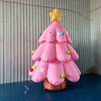 Arbre de Noël gonflable géant Longgang avec étoile en sommet, ornements colorés pour la décoration extérieure des événements et des fêtes