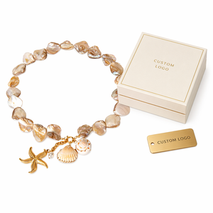 Collar de Perlas Barrocas de Moda con Colgante de Concha y Estrella de Mar, Perlas Naturales Irregulares, Joyería Estética Oceánica de Verano para Mujer - Product Image 1