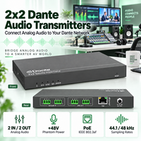 Convertisseur réseau Dante avec 2 entrées analogiques et 2 sorties analogiques avec port RJ45, convertit entre les signaux analogiques et Dante