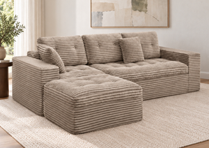 Sofá Seccional Moderno de Corduroy, Convertible en Forma de L, Tapizado en Terciopelo, para Sala de Estar u Hotel - Product Image 4