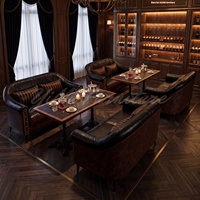 Ensemble de canapés en bois massif rétro, style occidental, table et chaises de réception pour café commercial, sur mesure pour bars à saké, salons de cigares