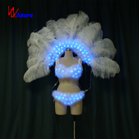 Disfraz de baile de Samba LED Carnaval luminoso/espectáculo de escenario en T Disfraces sexy con alas de plumas Control inalámbrico programable