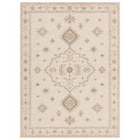 Tapis Samarkand tissé à la main, motif géométrique classique en forme d'étoile |   Tons de terre ivoire |   Mélange de laine et de coton |   Antidérapant |   Écologique |