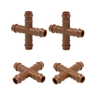 Fournitures de jardin raccords de système d'irrigation <span class=keywords><strong>goutte</strong></span> à <span class=keywords><strong>goutte</strong></span> connecteur de <span class=keywords><strong>tuyau</strong></span> <span class=keywords><strong>goutte</strong></span> à <span class=keywords><strong>goutte</strong></span> brun croix à quatre voies - Product Image 2