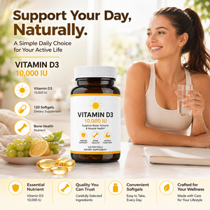 OEM Biologique Direct Usine Complément Santé Adulte 1000+ Vitamine D3 K2 Capsules Molles 120 Comprimés - Product Image 3