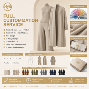 New Product Women's <strong>Winter</strong> Elegant Turtleneck Collar Simple Relaxed-Style <strong>Coat</strong> Vest and Wide-Leg Pants Knitting <strong>Set</strong> - Product Image 6