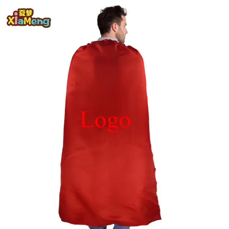 Custom one layer Satin 120X 90cm adult superhero capes with logo