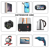 Onduleur de voiture facile à utiliser 500w 2 prises ca 1 chargeur de voiture usb pour ordinateur portable smartphone
