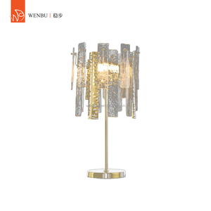 Handcrafted <b>Glass</b> round luxury <b>table</b> <b>lamp</b> in Champagne Gold for villa hotel lounge - Product Image 1