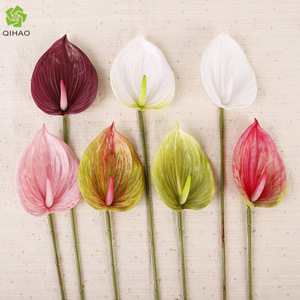 QIHAO <b>Artificial</b> Anthurium Flowers PVC Plastic High Simulation Wedding Home Decor Single <b>Stem</b> 3D Design - Product Image 1