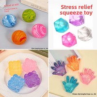 Balle anti-stress créative et colorée en forme d'araignée marbrée, style bonbon, à rebond lent, mignonne, gadget de décompression en caoutchouc, présentée en boîte