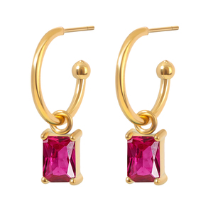 Boucles d'oreilles créoles en argent sterling plaqué or 18 carats avec breloque en zircon, style minimaliste tendance, pour femme, à porter au quotidien, JUSTOP - Product Image 3