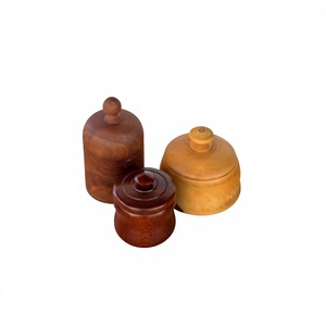 Pot à miel rond en bois artisanal avec couvercle à rabat, design classique, compatible avec le chauffage, passe au lave-vaisselle, hermétique, pour le stockage des aliments, utilisation en cuisine - Product Image 3
