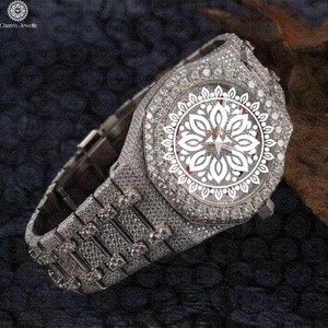 Montre de Luxe en Acier Inoxydable de Qualité Supérieure avec Diamant Moissanite, Mouvement Mécanique, 20mm, Artisanat de Joaillerie Fine pour Usage Quotidien - Product Image 3